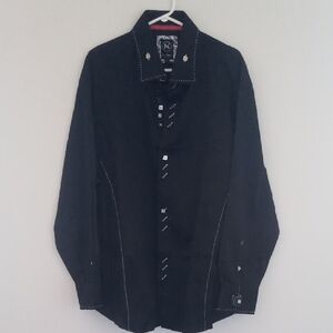Jewelry Black Casual Button-Down Shirt